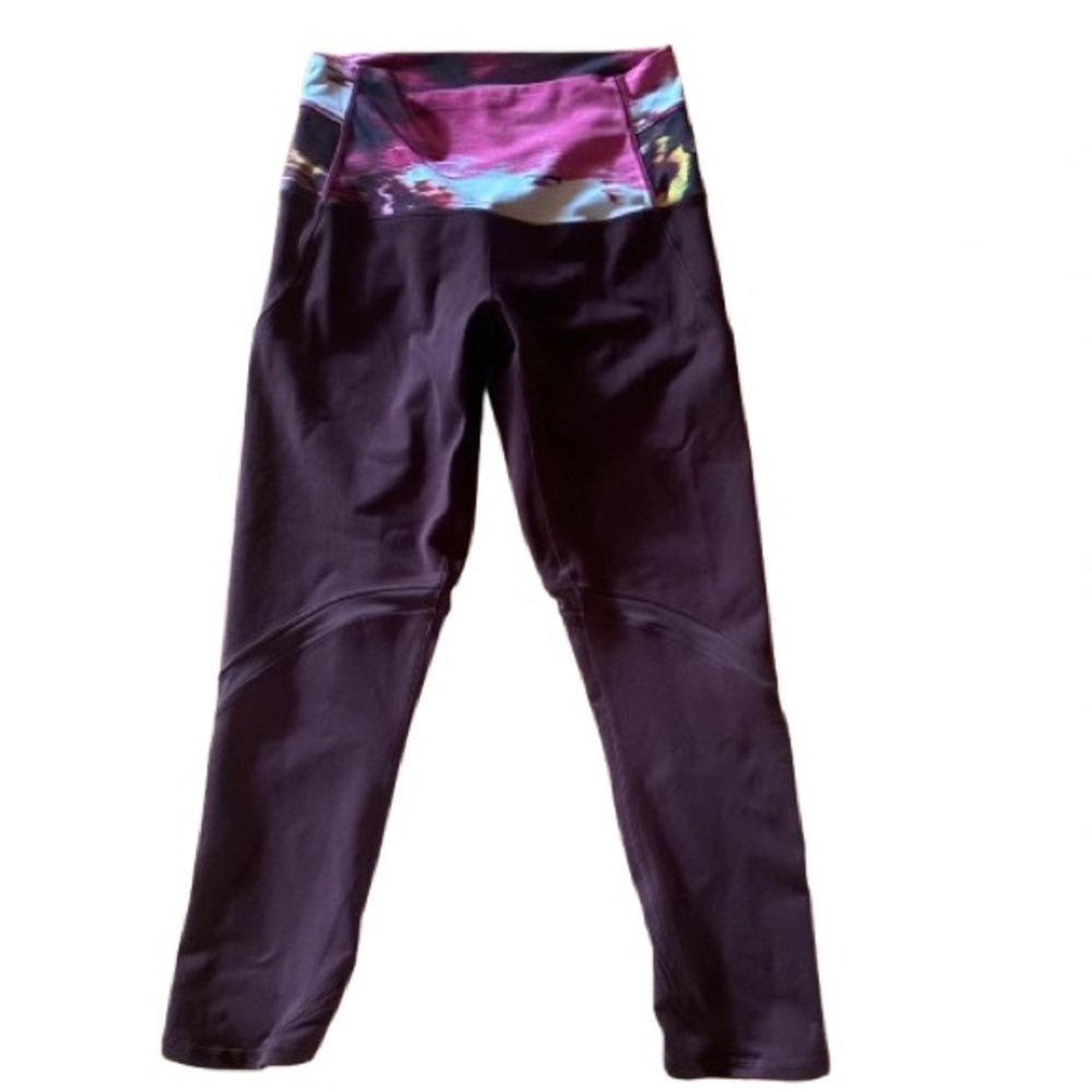 Lululemon Wunder Under Shine On Crop Leggings 4 Burgundy High Rise